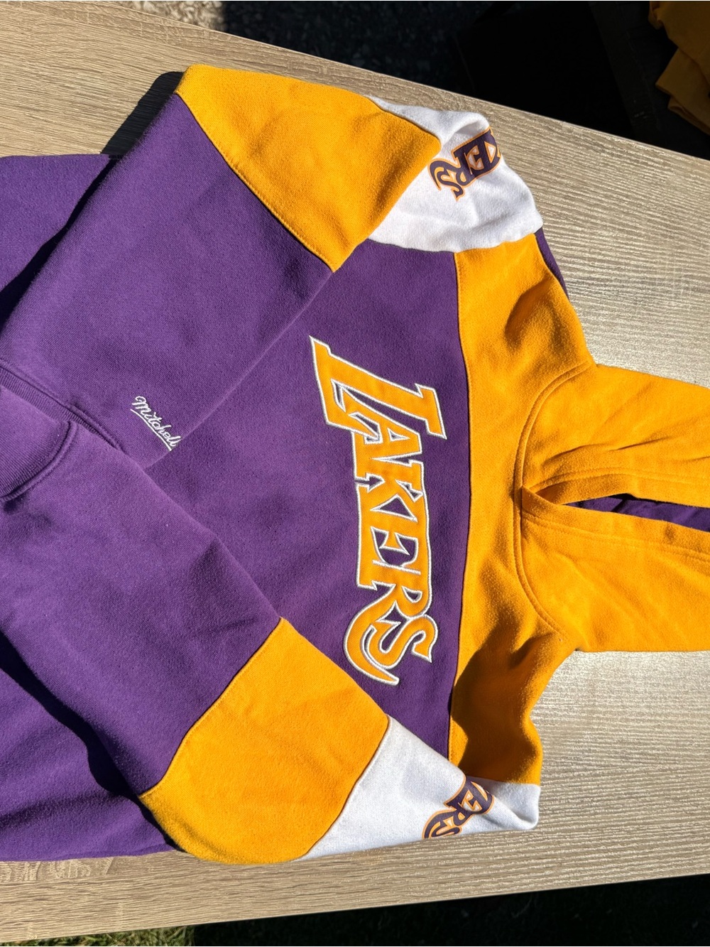 Mitchell & Ness Los Angeles Lakers Purple Gold White Colorblock Hoodie